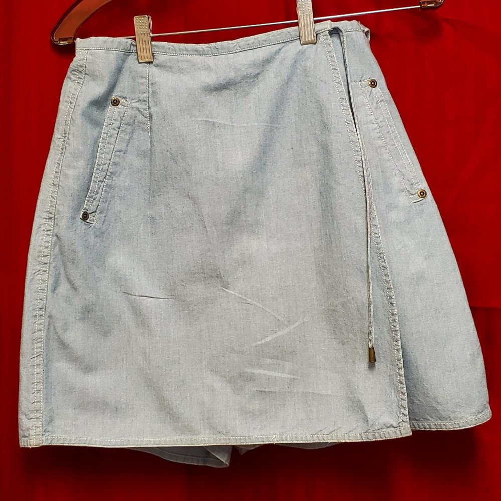 Denim colored Wrapped Around Mini Skort.